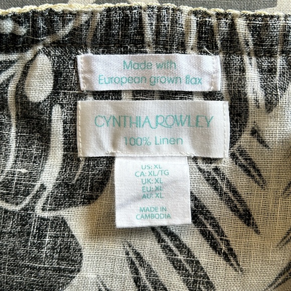 Cynthia Rowley 100% linen on/off the shoulder tropical print top sz XL - Picture 9 of 13